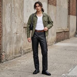 Vintage Black 100% Genuine Leather Pants - Size 28/30